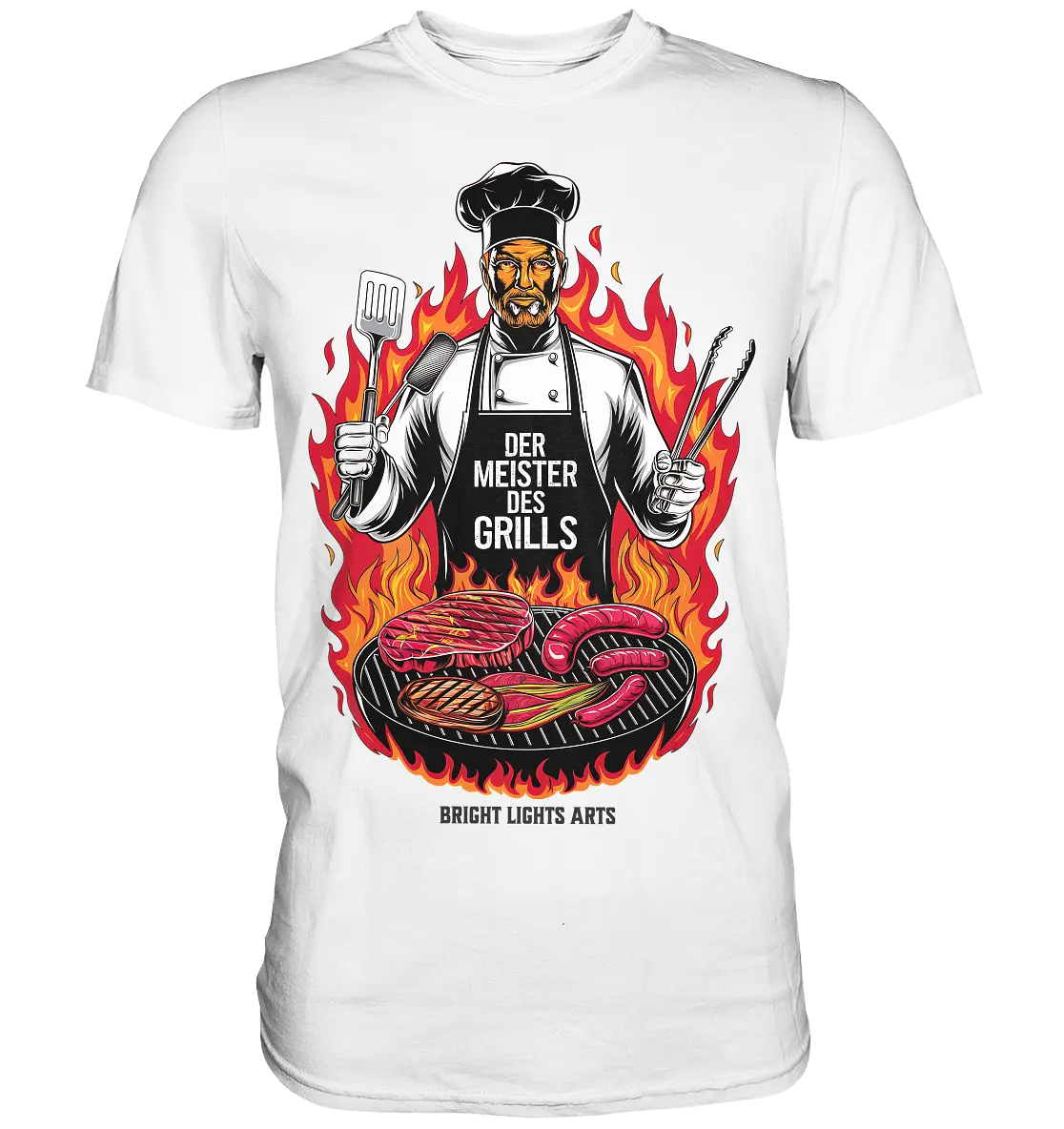 Meister des Grills – Koch im Flammenmeer - Premium Shirt Bright Lights Arts