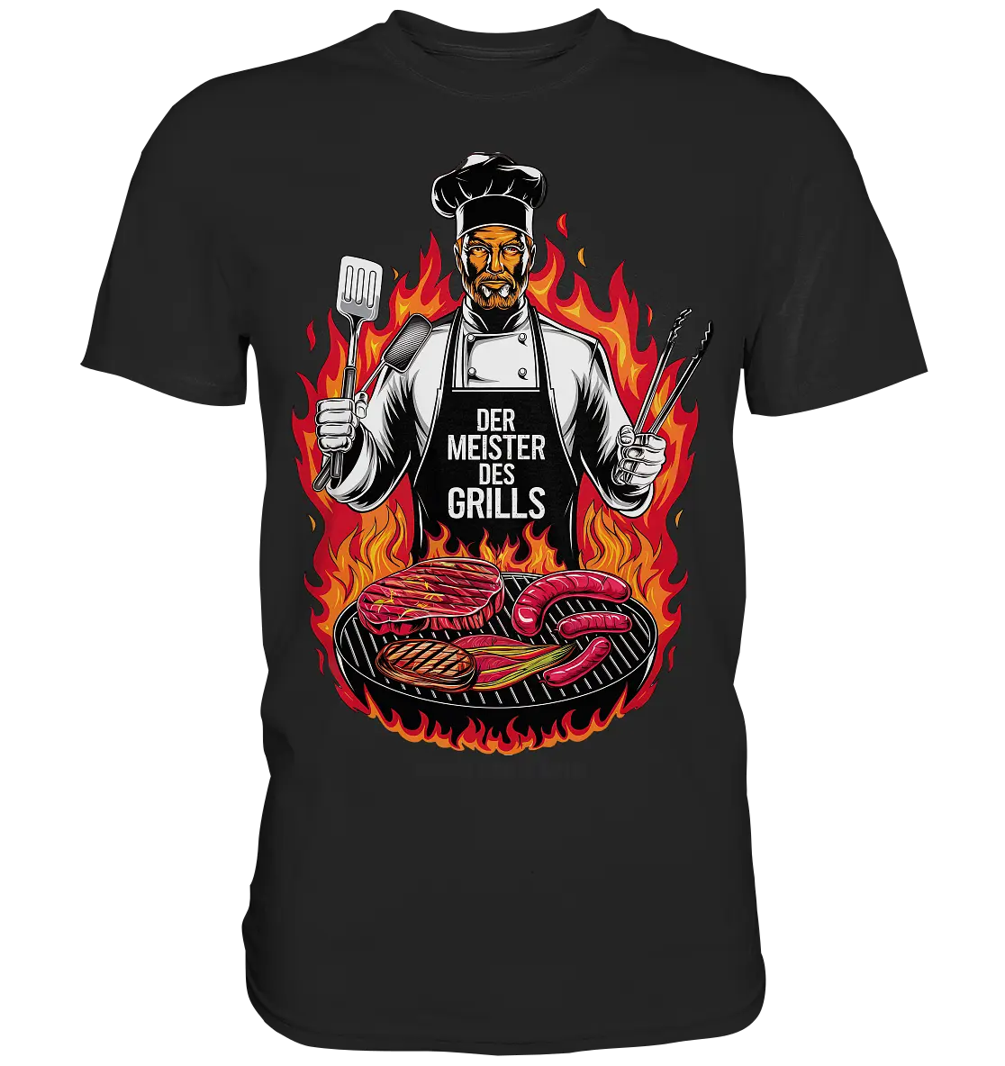 Meister des Grills – Koch im Flammenmeer - Premium Shirt Bright Lights Arts