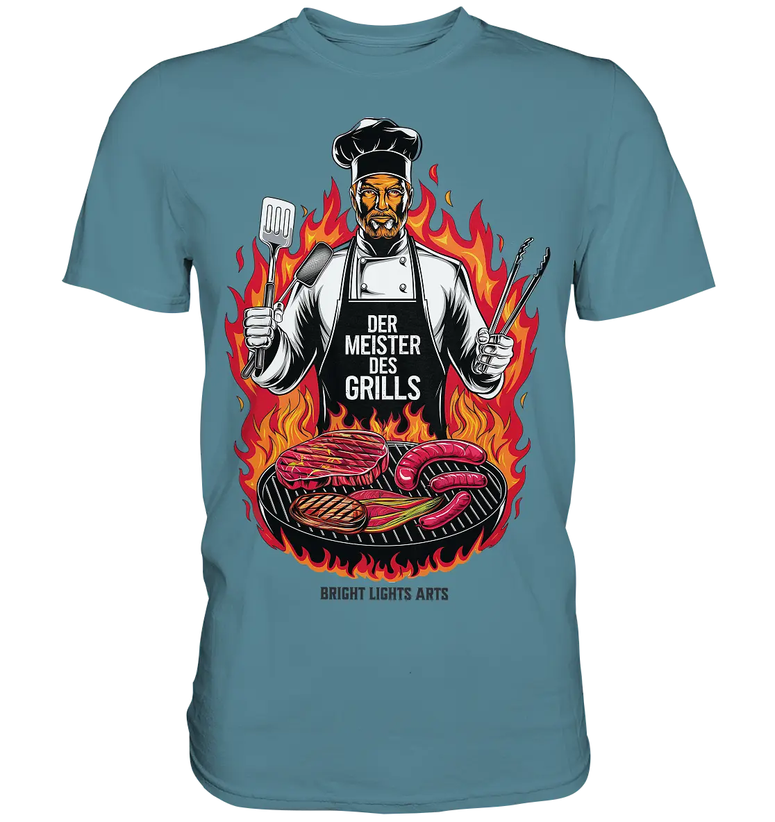 Meister des Grills – Koch im Flammenmeer - Premium Shirt Bright Lights Arts