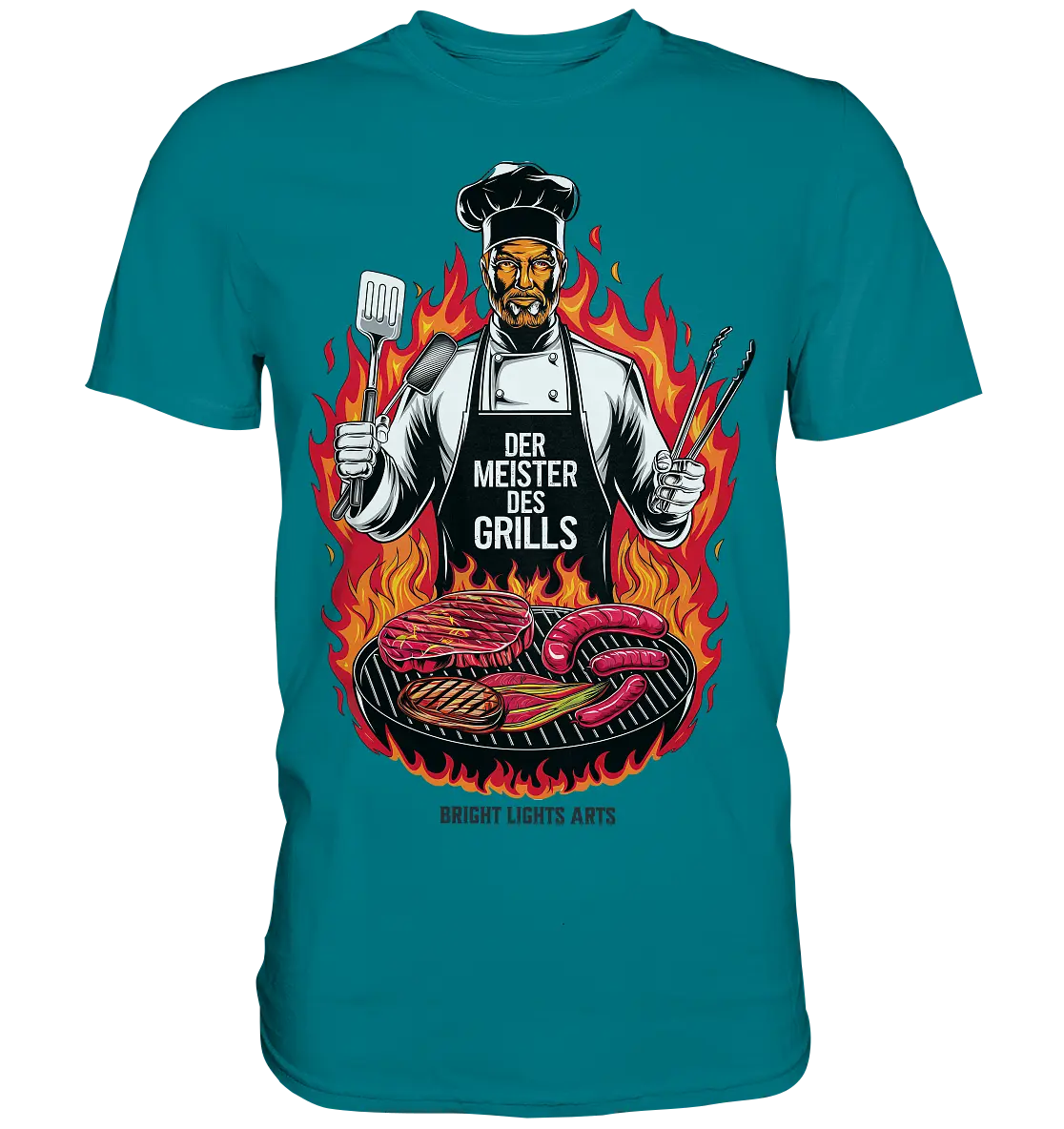 Meister des Grills – Koch im Flammenmeer - Premium Shirt Bright Lights Arts