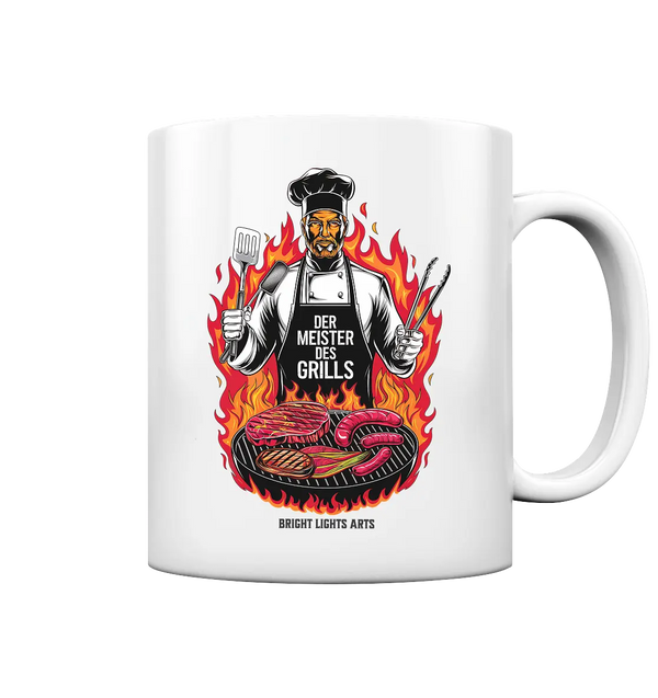 Meister des Grills – Koch im Flammenmeer - Tasse glossy Bright Lights Arts