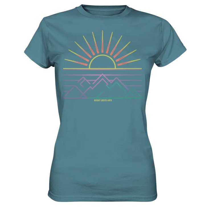 Minimalistisches Bergpanorama bei Sonnenaufgang - Ladies Premium Shirt Bright Lights Arts