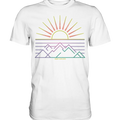 Minimalistisches Bergpanorama bei Sonnenaufgang - Premium Shirt Bright Lights Arts