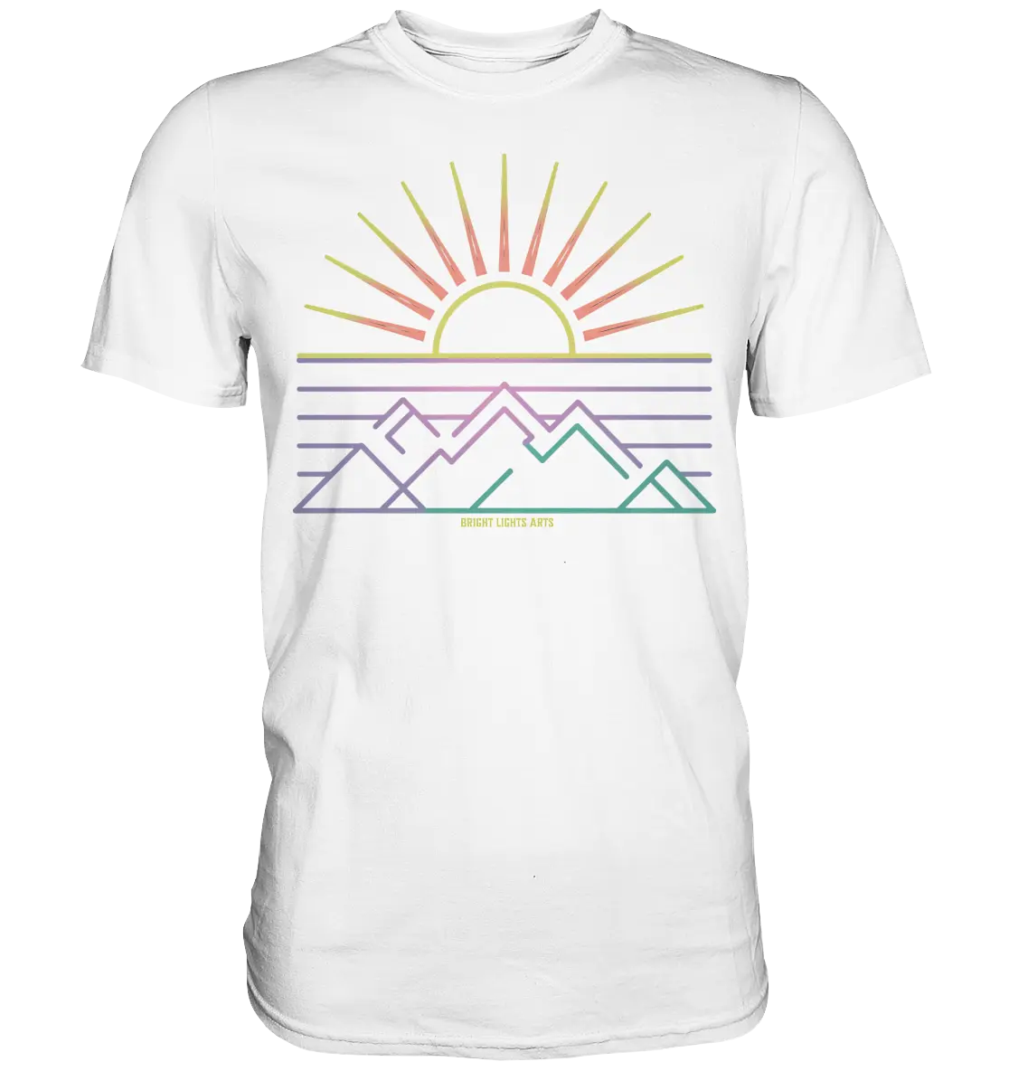 Minimalistisches Bergpanorama bei Sonnenaufgang - Premium Shirt Bright Lights Arts