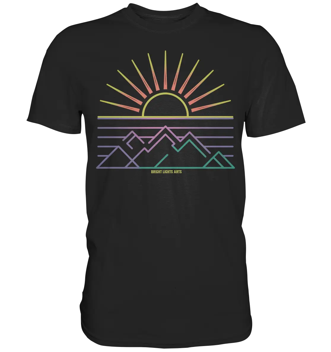 Minimalistisches Bergpanorama bei Sonnenaufgang - Premium Shirt Bright Lights Arts