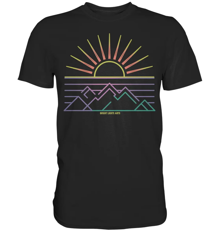 Minimalistisches Bergpanorama bei Sonnenaufgang - Premium Shirt Bright Lights Arts