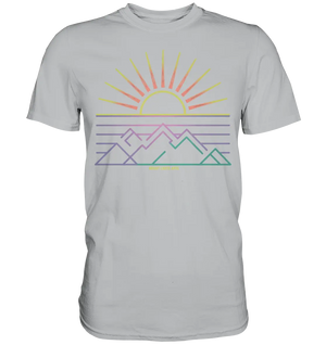 Minimalistisches Bergpanorama bei Sonnenaufgang - Premium Shirt Bright Lights Arts