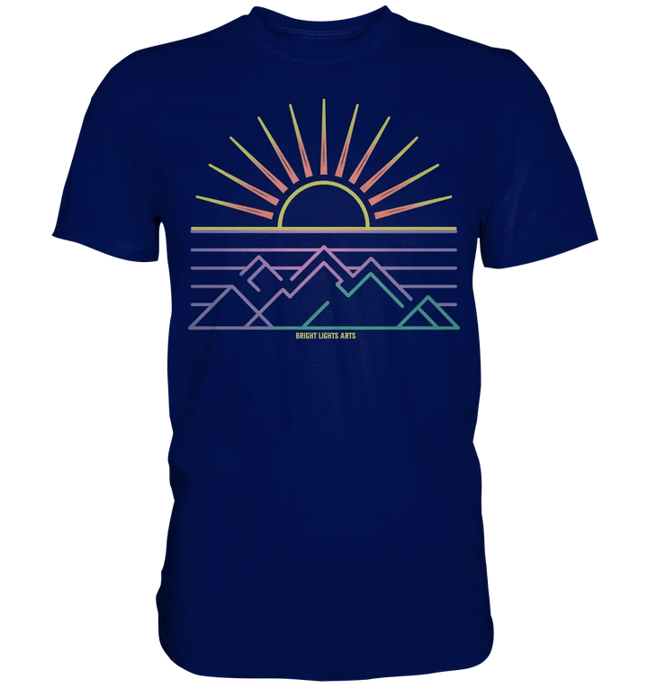 Minimalistisches Bergpanorama bei Sonnenaufgang - Premium Shirt Bright Lights Arts