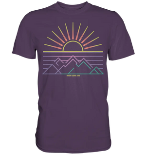 Minimalistisches Bergpanorama bei Sonnenaufgang - Premium Shirt Bright Lights Arts