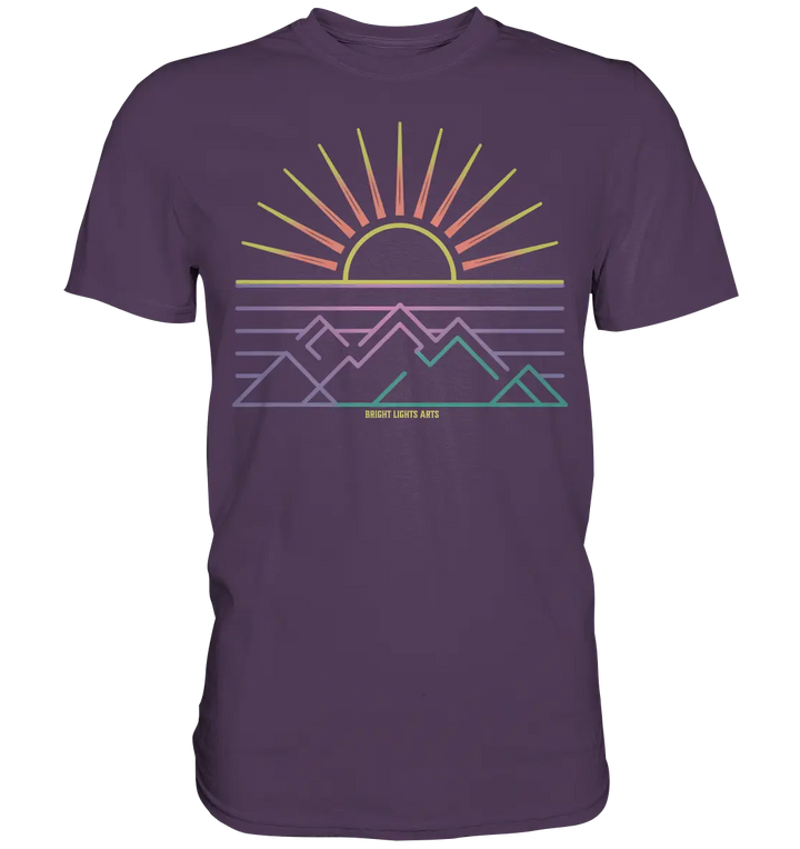 Minimalistisches Bergpanorama bei Sonnenaufgang - Premium Shirt Bright Lights Arts