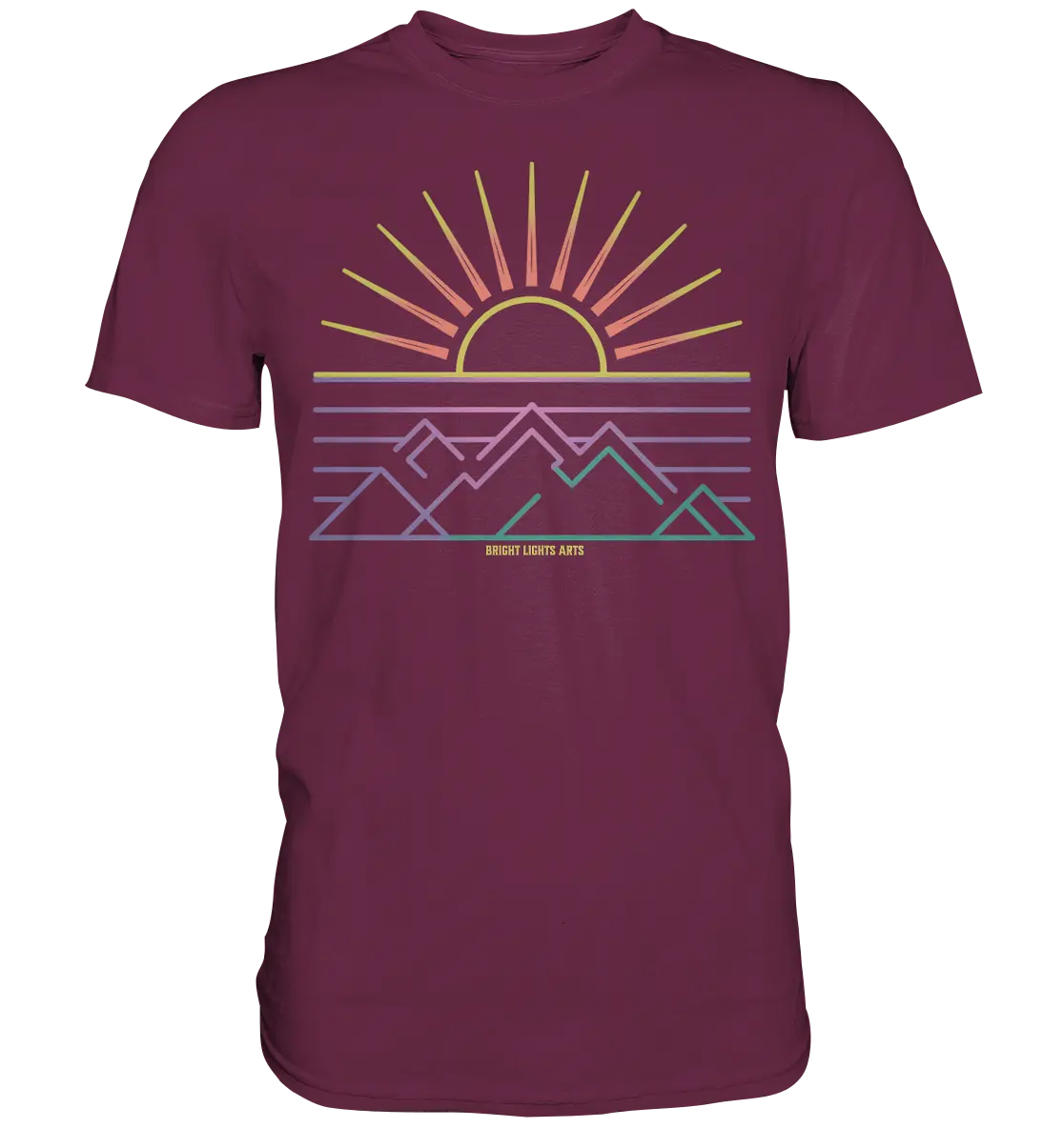 Minimalistisches Bergpanorama bei Sonnenaufgang - Premium Shirt Bright Lights Arts