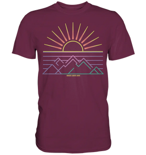 Minimalistisches Bergpanorama bei Sonnenaufgang - Premium Shirt Bright Lights Arts
