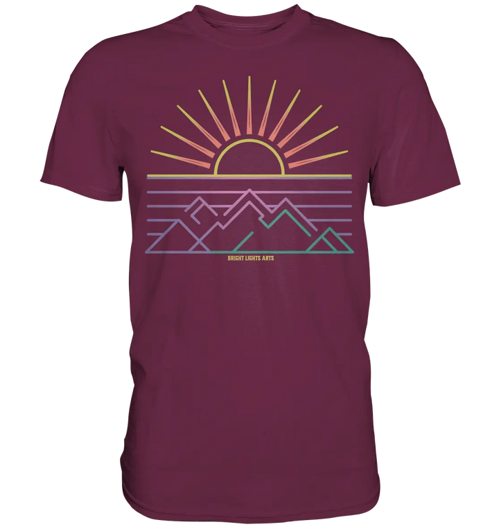 Minimalistisches Bergpanorama bei Sonnenaufgang - Premium Shirt Bright Lights Arts
