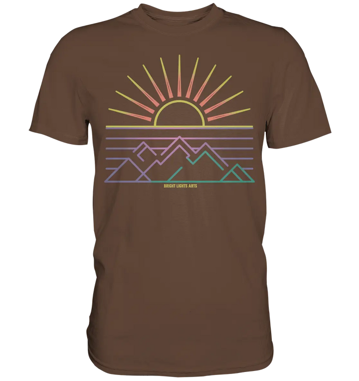 Minimalistisches Bergpanorama bei Sonnenaufgang - Premium Shirt Bright Lights Arts