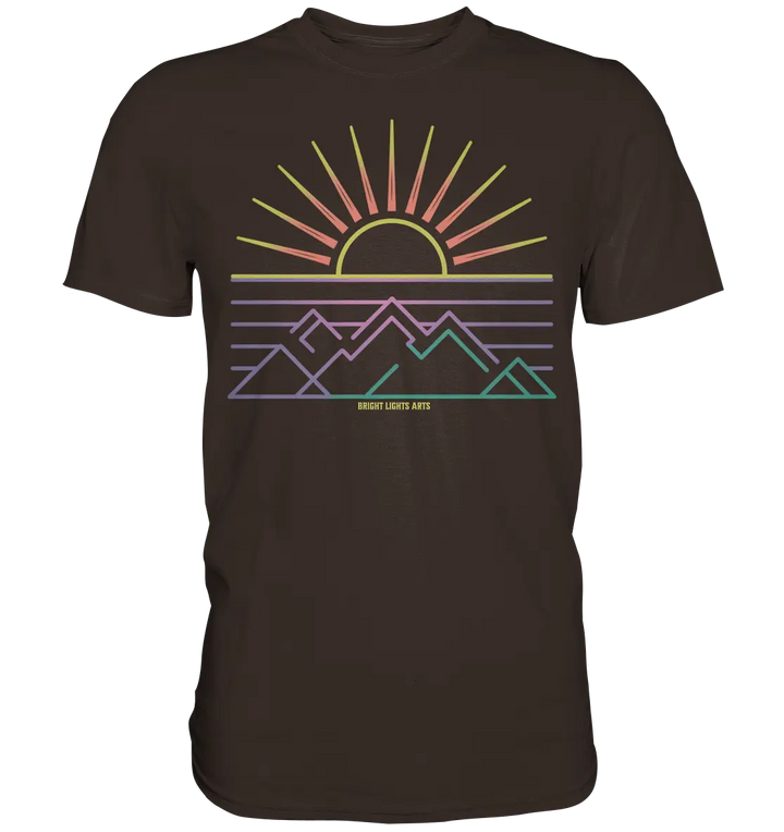 Minimalistisches Bergpanorama bei Sonnenaufgang - Premium Shirt Bright Lights Arts