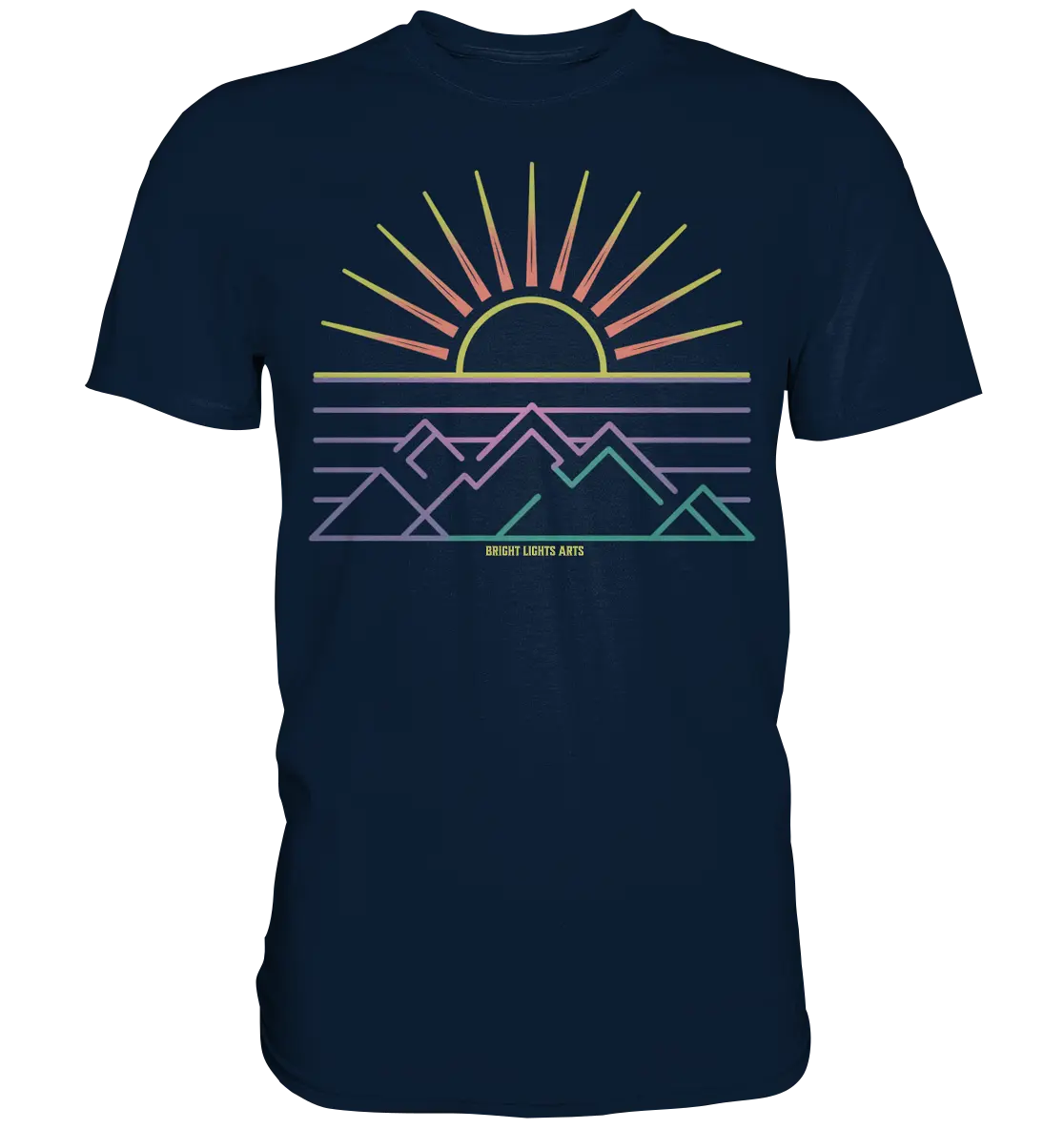 Minimalistisches Bergpanorama bei Sonnenaufgang - Premium Shirt Bright Lights Arts