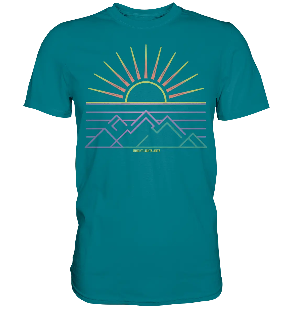 Minimalistisches Bergpanorama bei Sonnenaufgang - Premium Shirt Bright Lights Arts