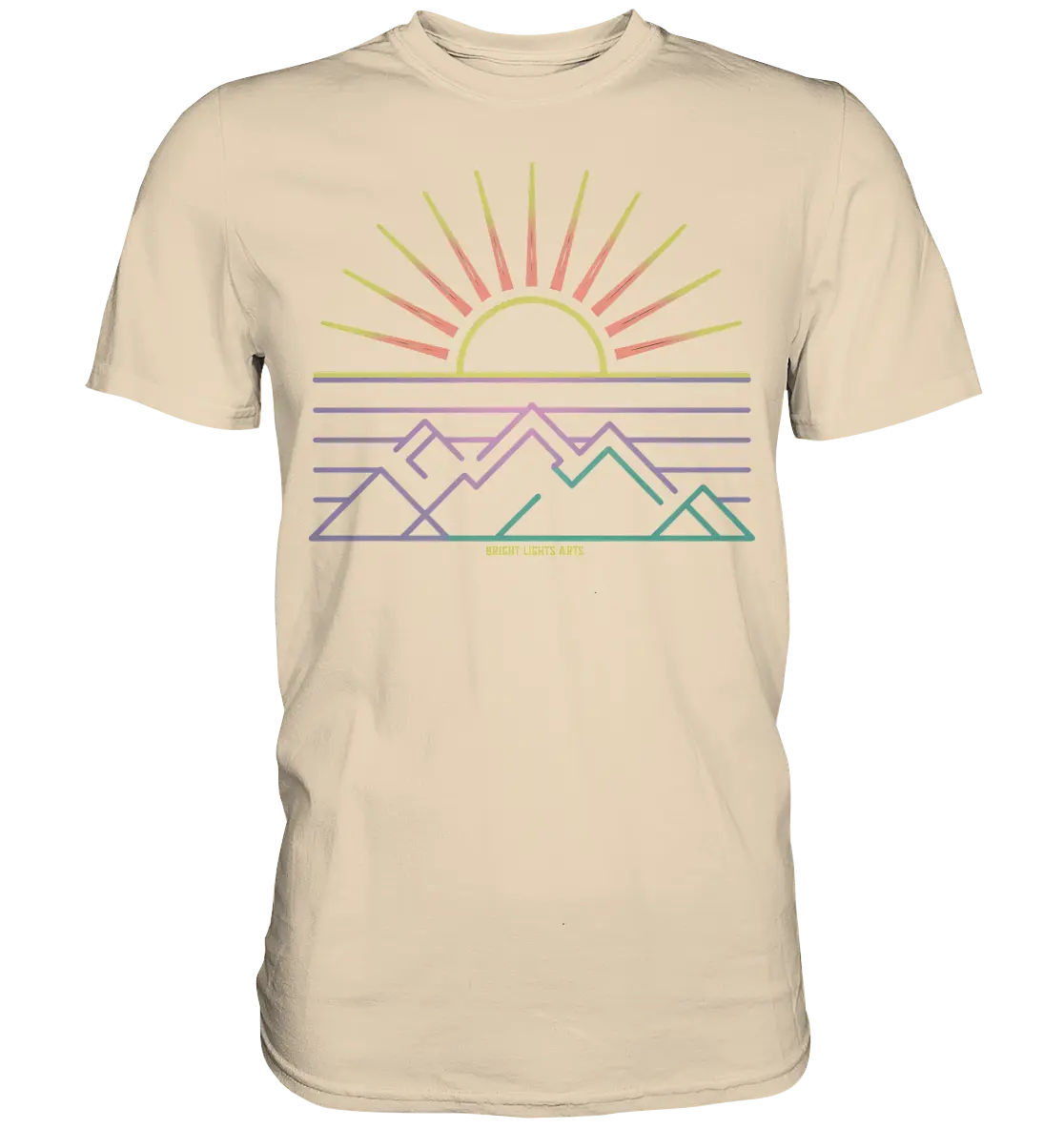 Minimalistisches Bergpanorama bei Sonnenaufgang - Premium Shirt Bright Lights Arts