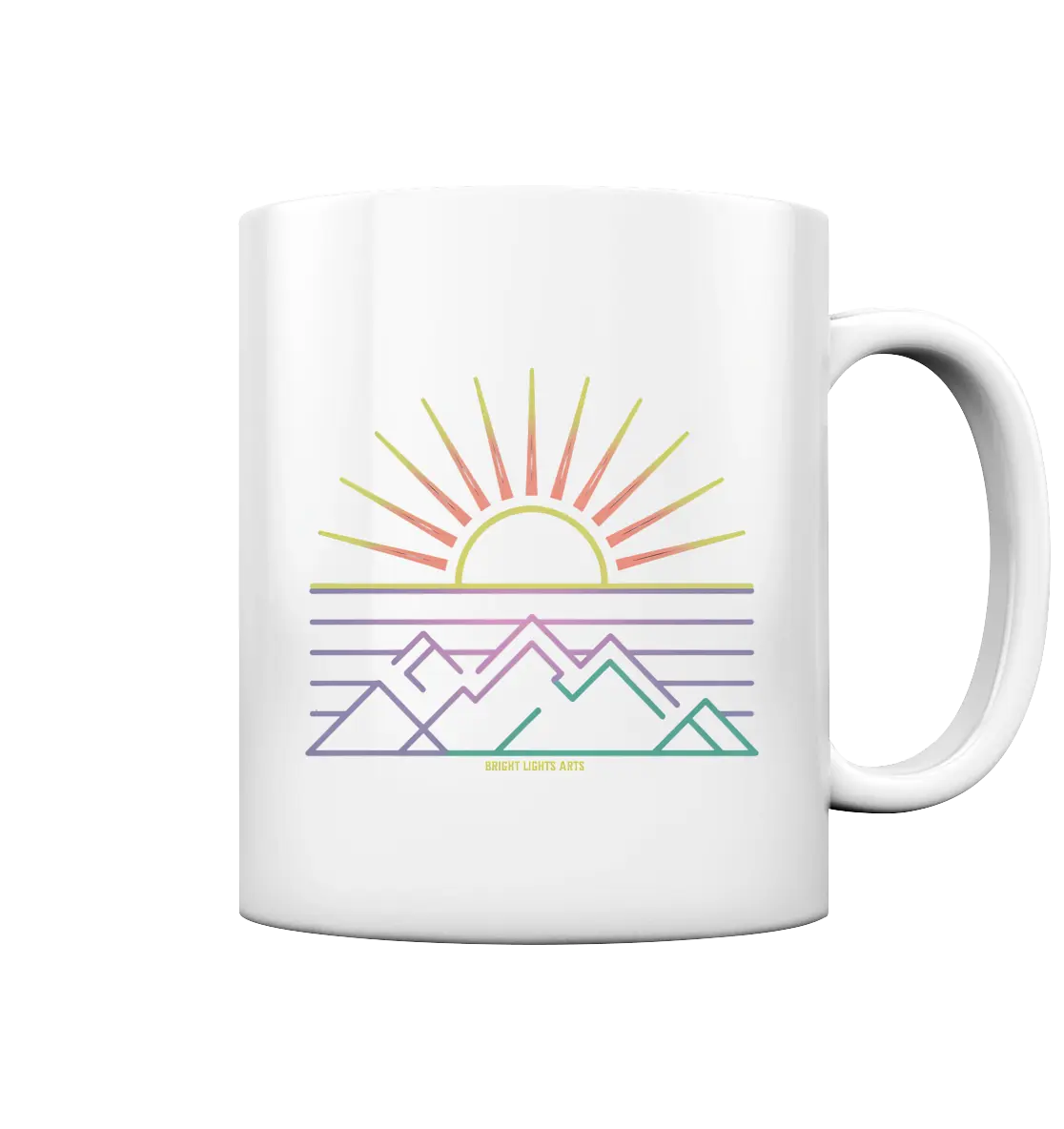 Minimalistisches Bergpanorama bei Sonnenaufgang - Tasse glossy Bright Lights Arts