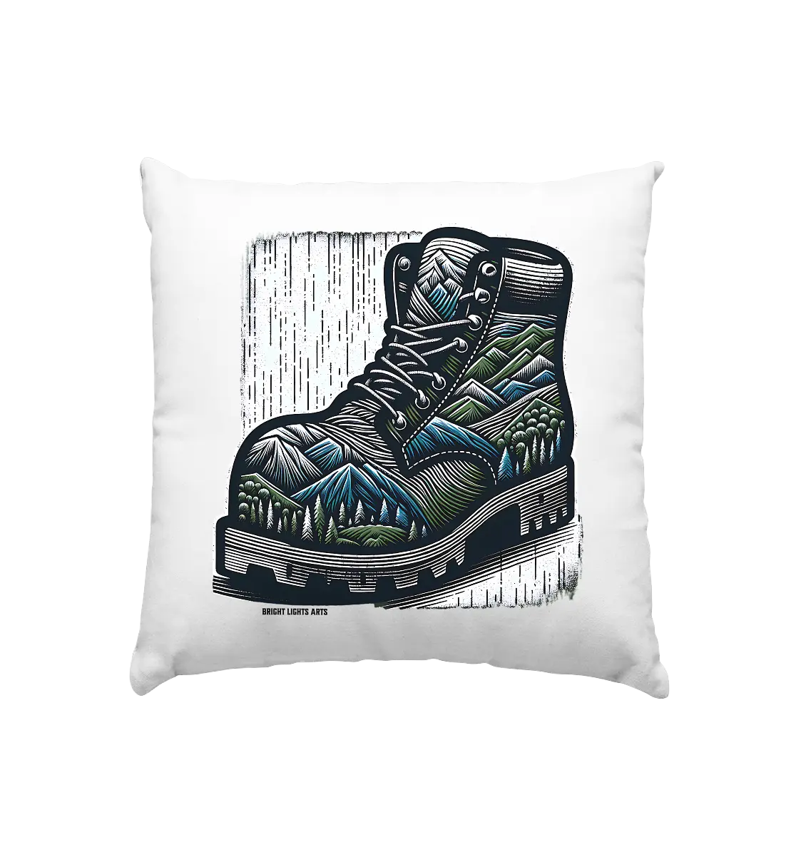 Mountain Steps Boot – Abenteuerliches Wanderschuh-Design voller Naturinspiration - Kissen 40x40cm Bright Lights Arts