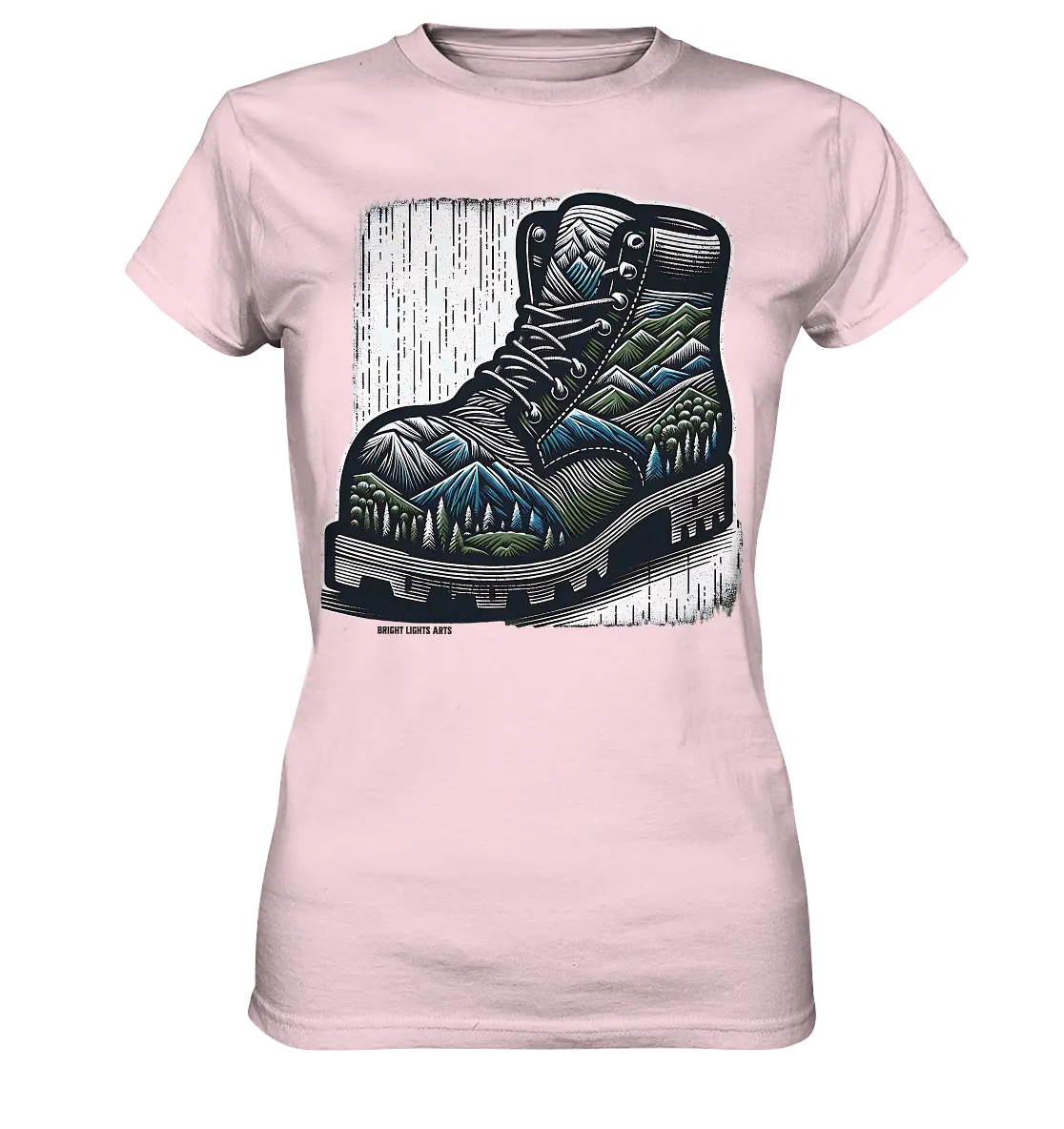Mountain Steps Boot – Abenteuerliches Wanderschuh-Design voller Naturinspiration - Ladies Premium Shirt Bright Lights Arts