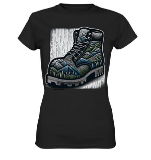 Mountain Steps Boot – Abenteuerliches Wanderschuh-Design voller Naturinspiration - Ladies Premium Shirt Bright Lights Arts