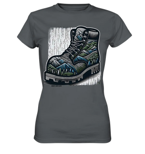 Mountain Steps Boot – Abenteuerliches Wanderschuh-Design voller Naturinspiration - Ladies Premium Shirt Bright Lights Arts