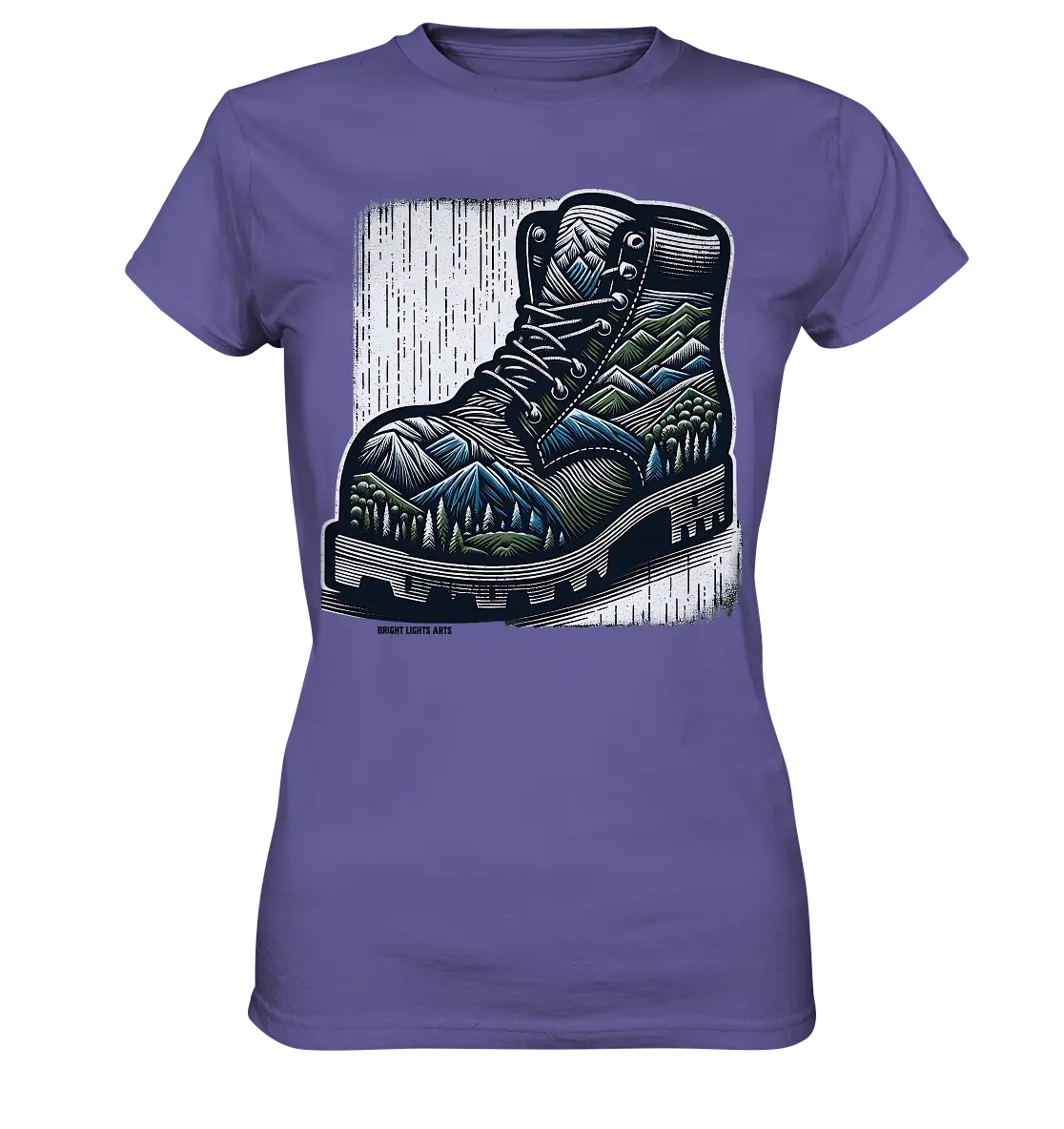 Mountain Steps Boot – Abenteuerliches Wanderschuh-Design voller Naturinspiration - Ladies Premium Shirt Bright Lights Arts