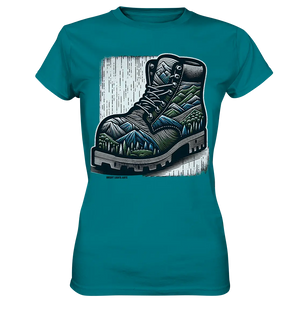 Mountain Steps Boot – Abenteuerliches Wanderschuh-Design voller Naturinspiration - Ladies Premium Shirt Bright Lights Arts