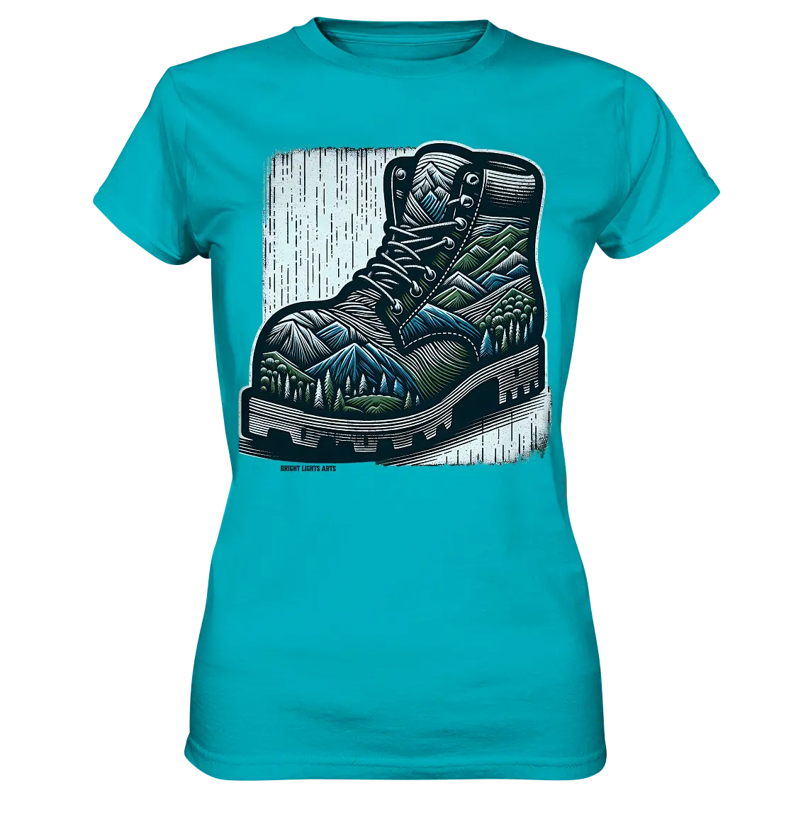 Mountain Steps Boot – Abenteuerliches Wanderschuh-Design voller Naturinspiration - Ladies Premium Shirt Bright Lights Arts