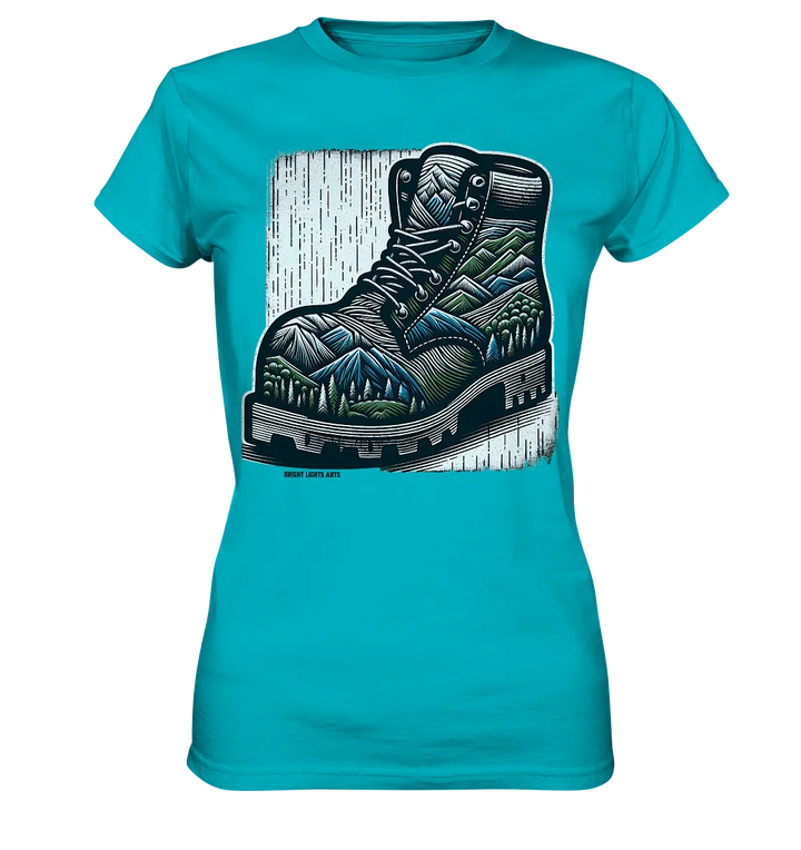 Mountain Steps Boot – Abenteuerliches Wanderschuh-Design voller Naturinspiration - Ladies Premium Shirt Bright Lights Arts