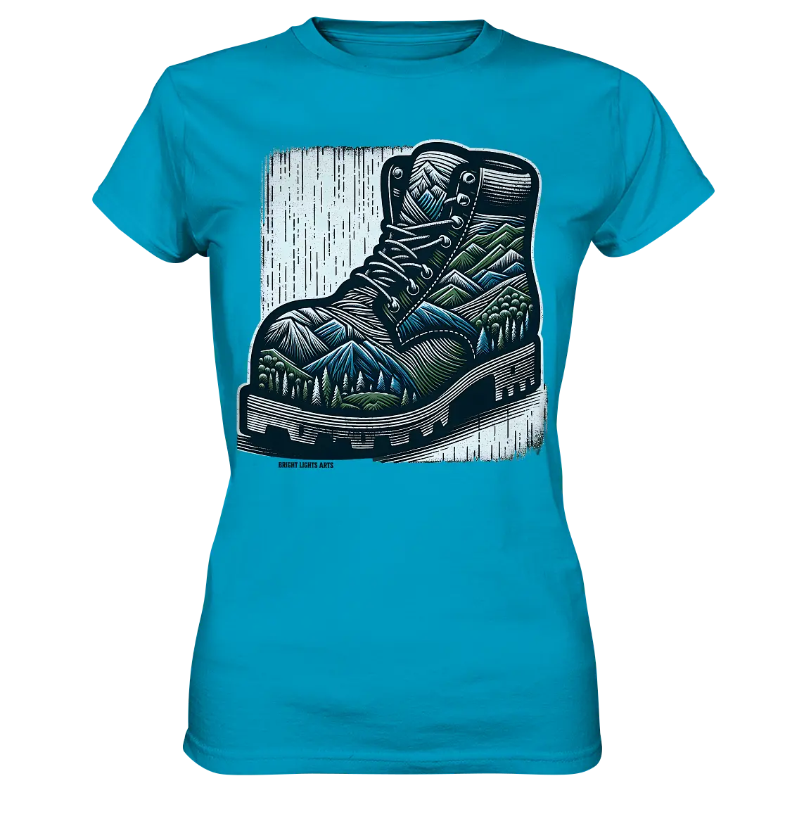 Mountain Steps Boot – Abenteuerliches Wanderschuh-Design voller Naturinspiration - Ladies Premium Shirt Bright Lights Arts
