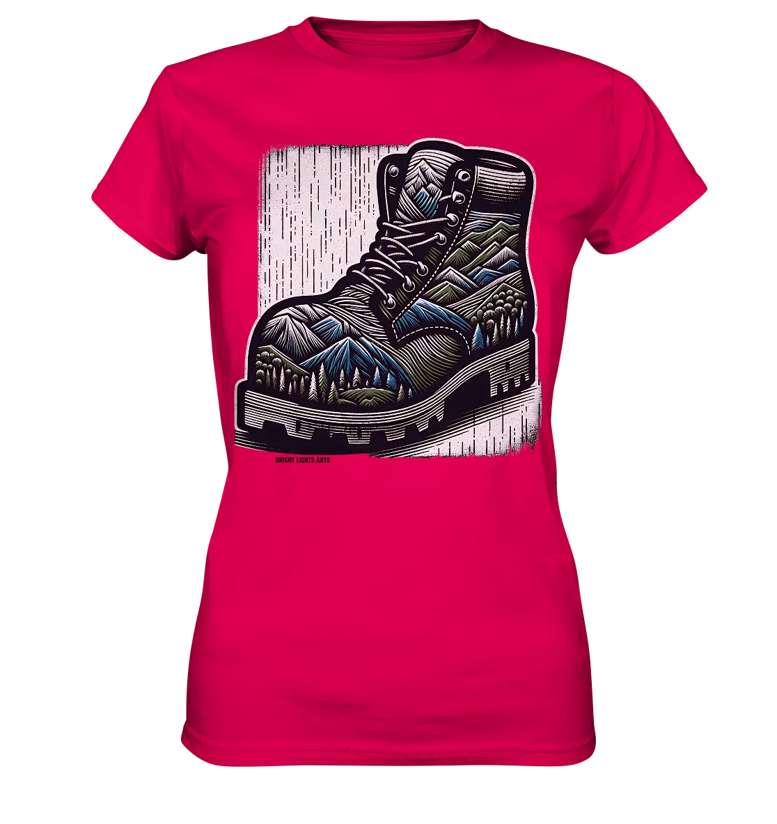 Mountain Steps Boot – Abenteuerliches Wanderschuh-Design voller Naturinspiration - Ladies Premium Shirt Bright Lights Arts