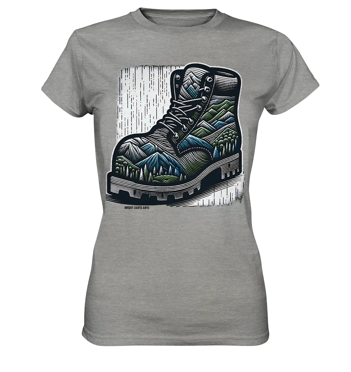 Mountain Steps Boot – Abenteuerliches Wanderschuh-Design voller Naturinspiration - Ladies Premium Shirt Bright Lights Arts