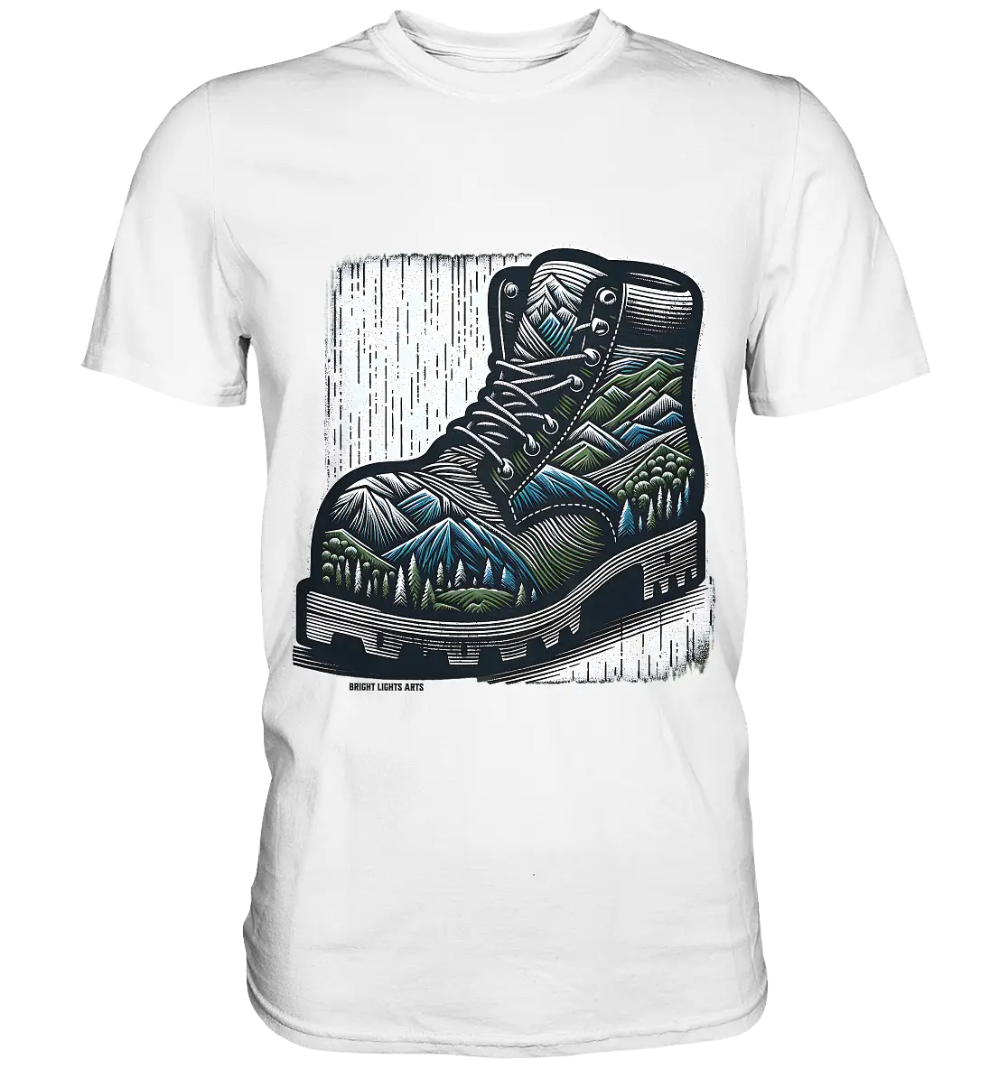 Mountain Steps Boot – Abenteuerliches Wanderschuh-Design voller Naturinspiration - Premium Shirt Bright Lights Arts