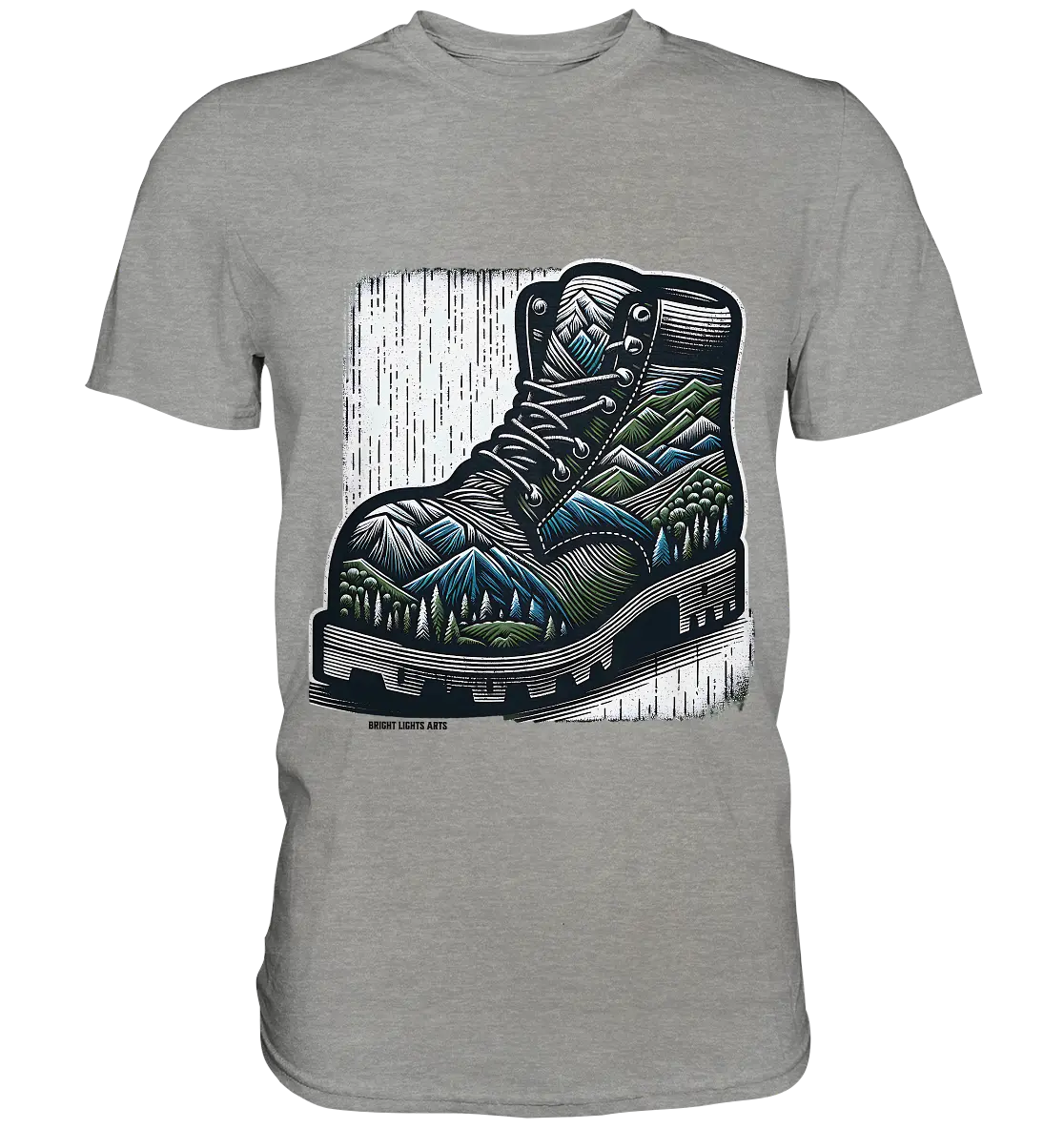 Mountain Steps Boot – Abenteuerliches Wanderschuh-Design voller Naturinspiration - Premium Shirt Bright Lights Arts