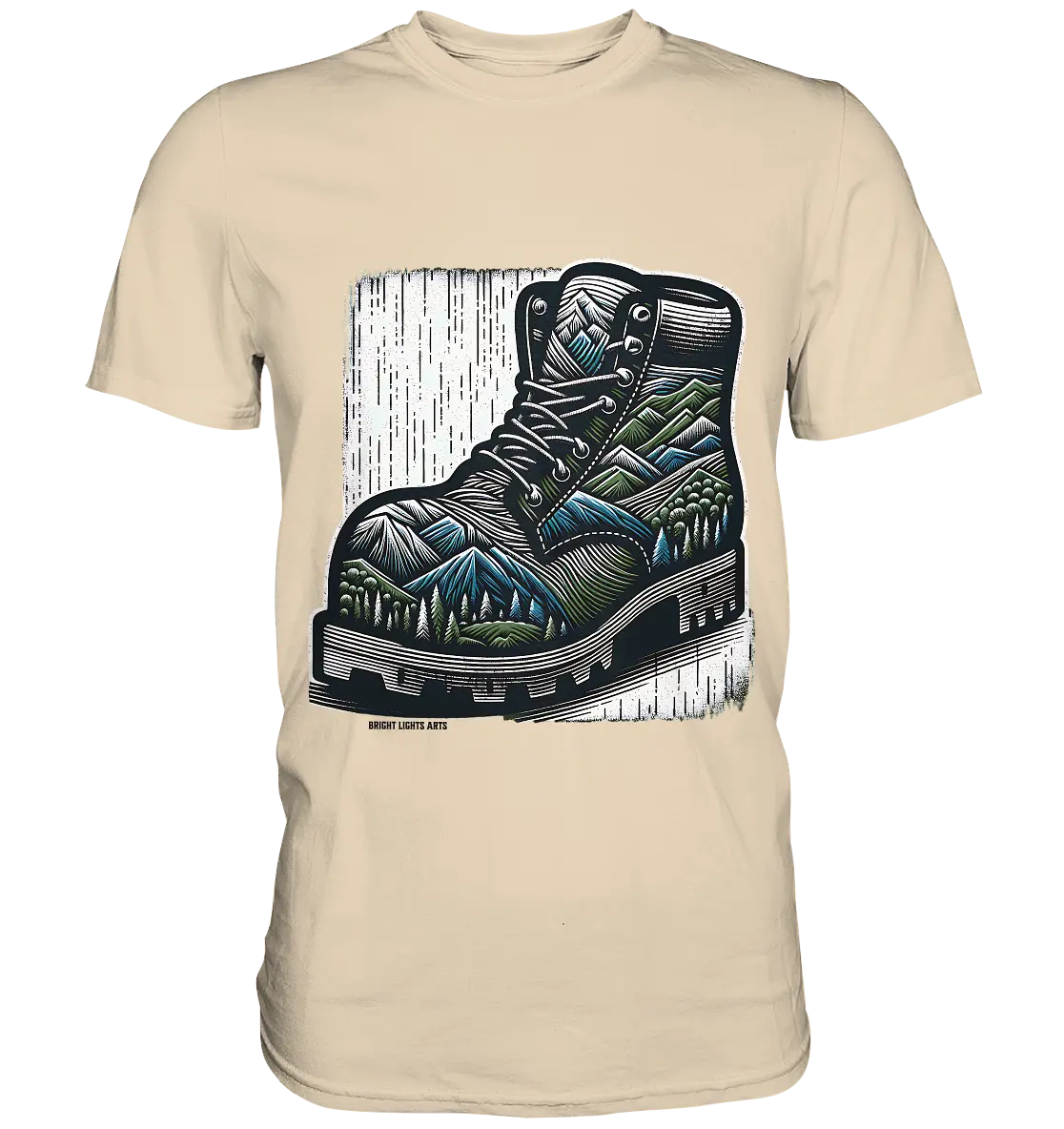 Mountain Steps Boot – Abenteuerliches Wanderschuh-Design voller Naturinspiration - Premium Shirt Bright Lights Arts