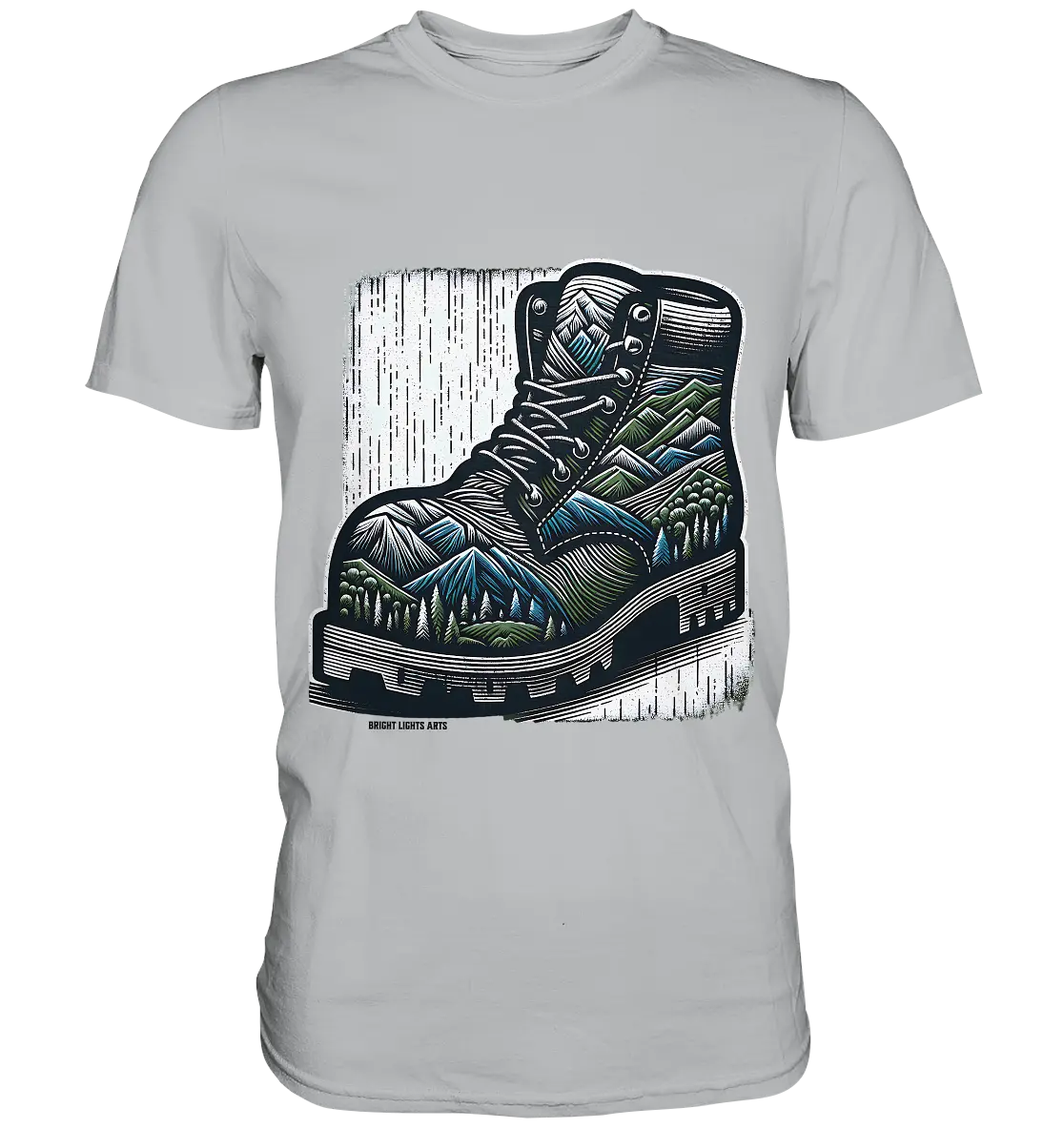 Mountain Steps Boot – Abenteuerliches Wanderschuh-Design voller Naturinspiration - Premium Shirt Bright Lights Arts