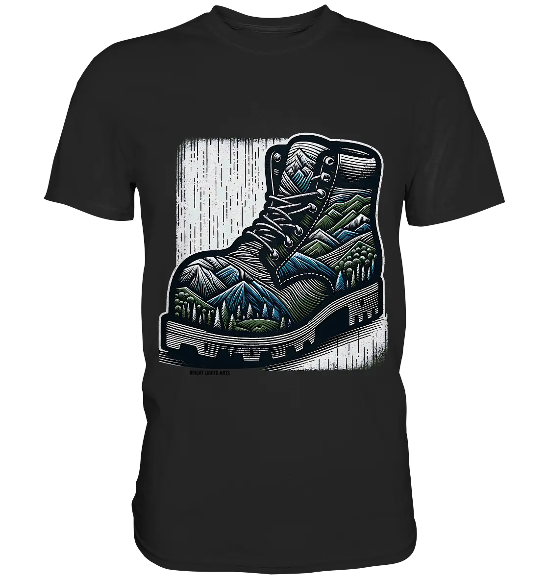 Mountain Steps Boot – Abenteuerliches Wanderschuh-Design voller Naturinspiration - Premium Shirt Bright Lights Arts