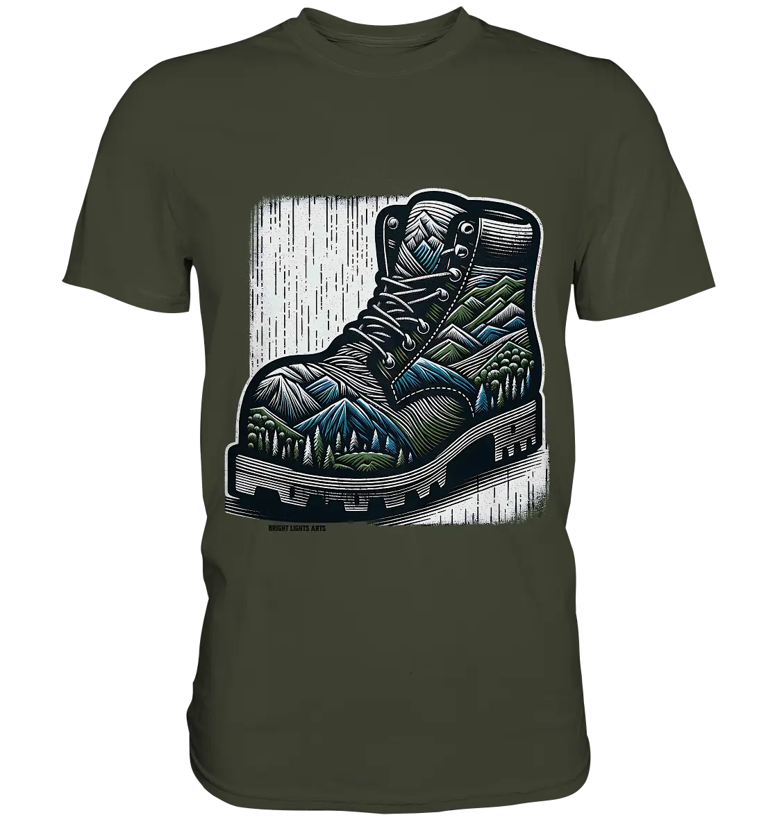 Mountain Steps Boot – Abenteuerliches Wanderschuh-Design voller Naturinspiration - Premium Shirt Bright Lights Arts