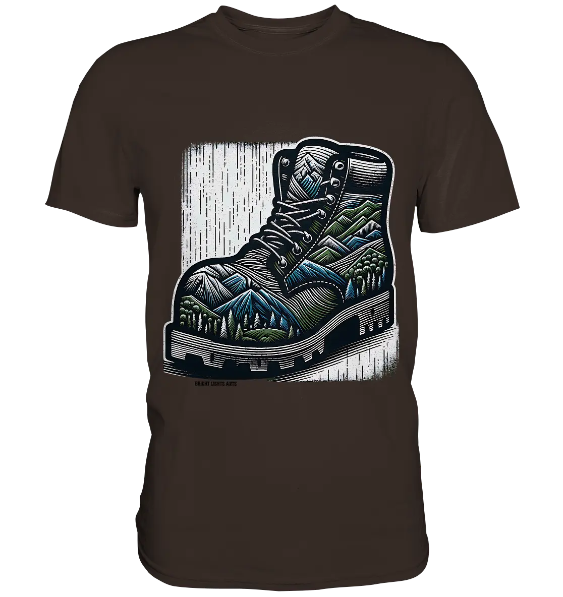 Mountain Steps Boot – Abenteuerliches Wanderschuh-Design voller Naturinspiration - Premium Shirt Bright Lights Arts