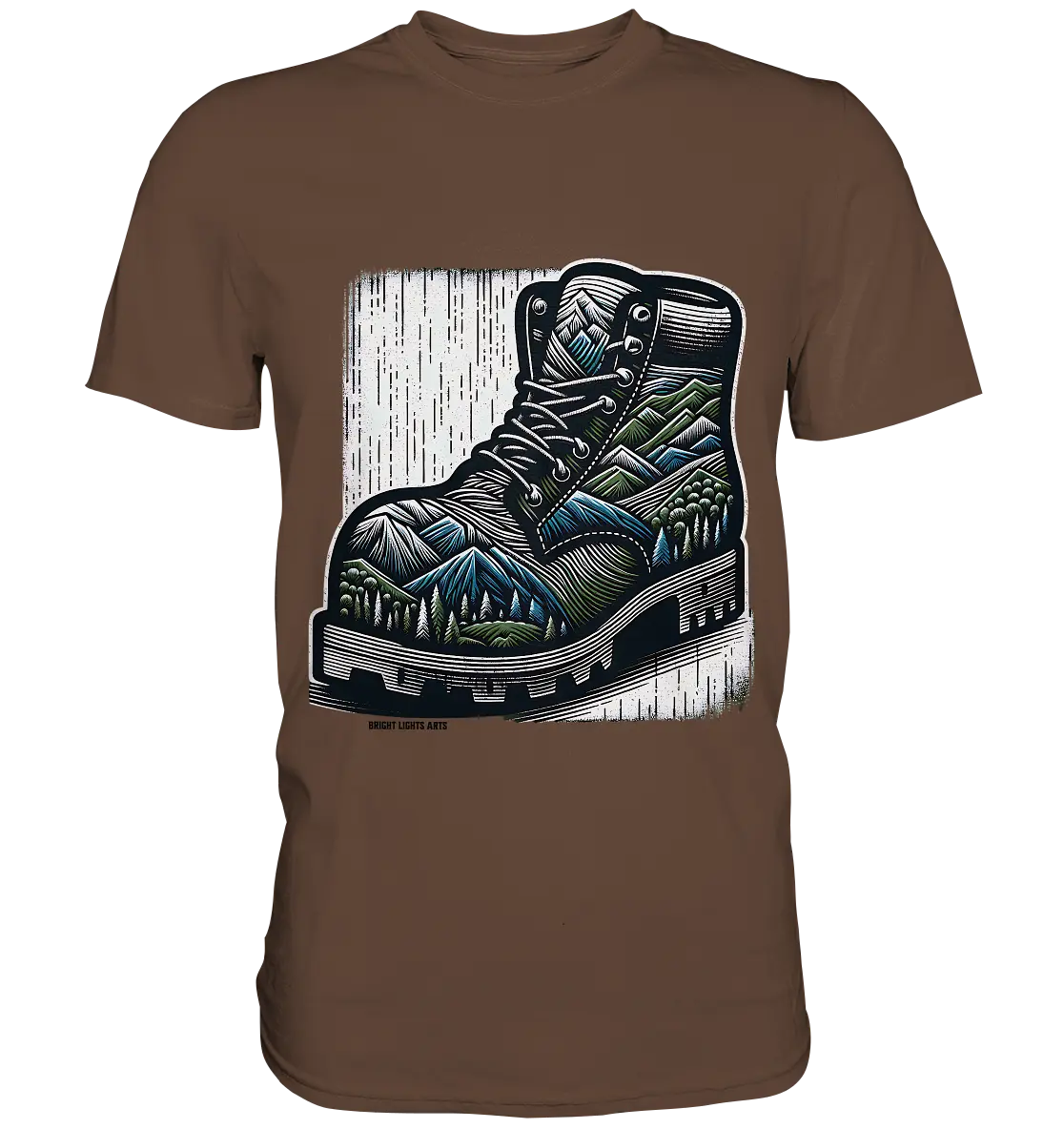 Mountain Steps Boot – Abenteuerliches Wanderschuh-Design voller Naturinspiration - Premium Shirt Bright Lights Arts