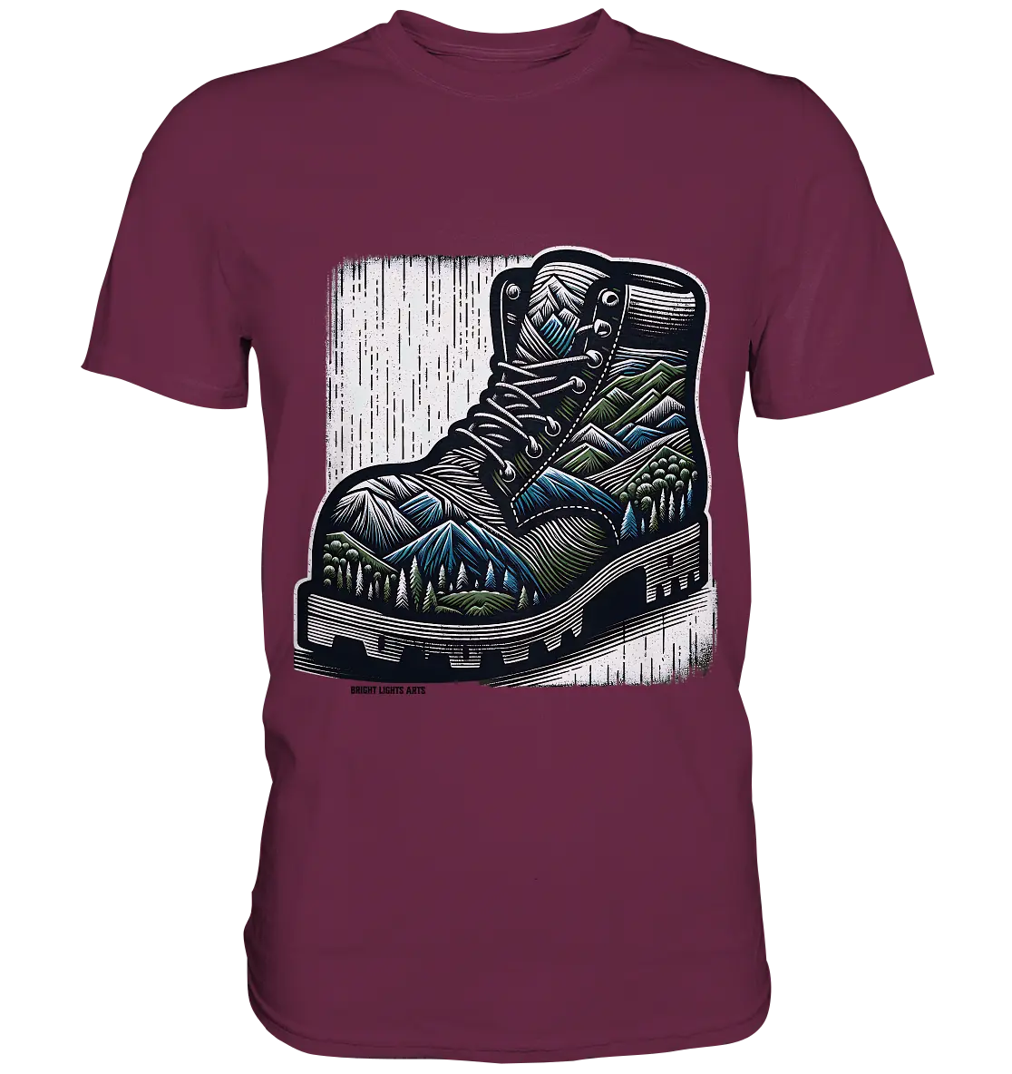 Mountain Steps Boot – Abenteuerliches Wanderschuh-Design voller Naturinspiration - Premium Shirt Bright Lights Arts