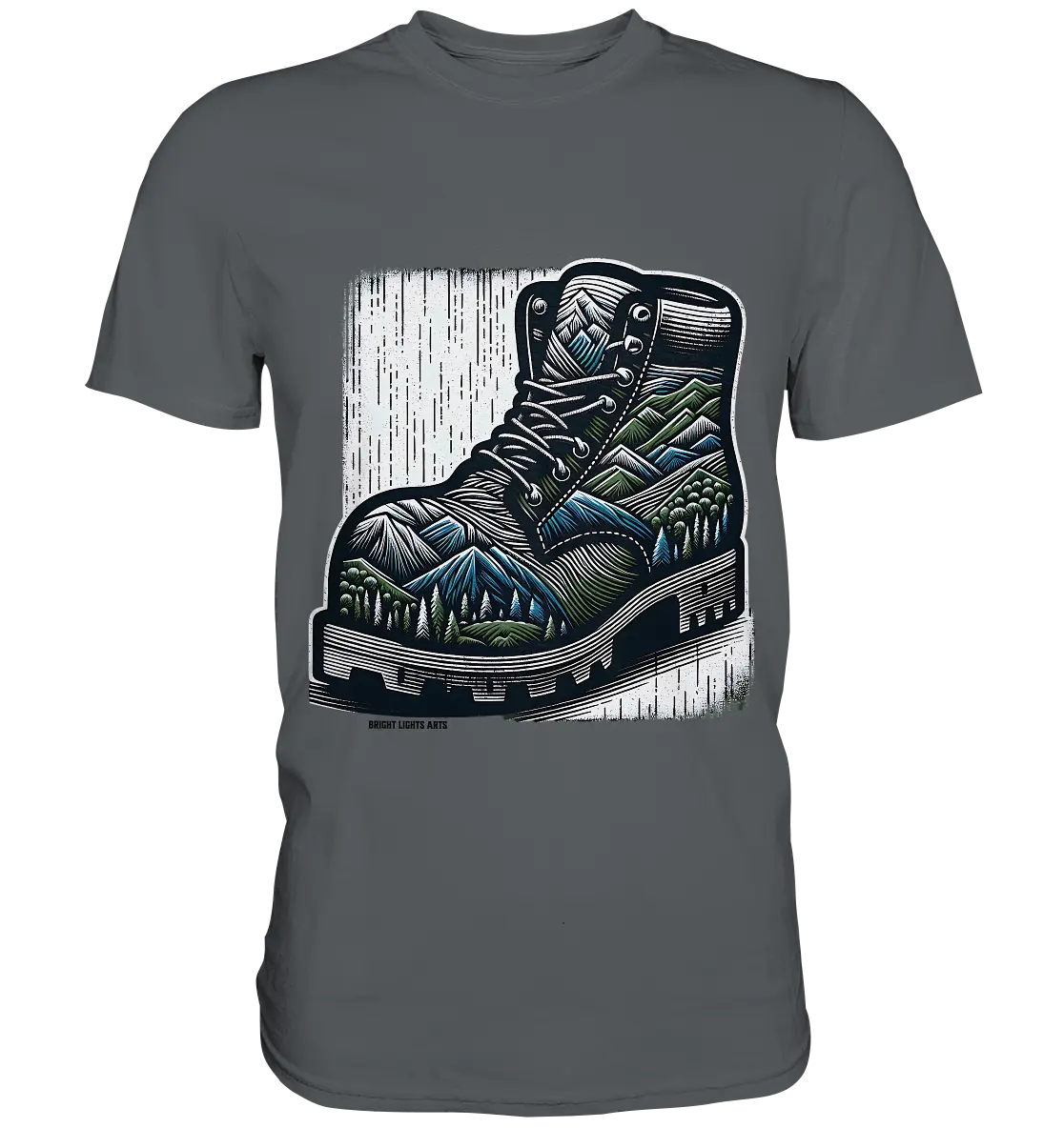 Mountain Steps Boot – Abenteuerliches Wanderschuh-Design voller Naturinspiration - Premium Shirt Bright Lights Arts