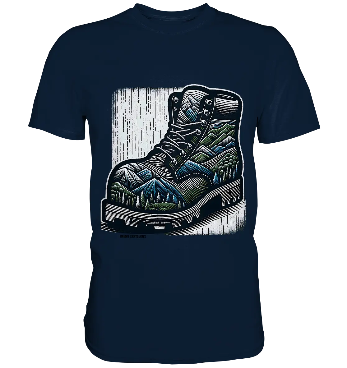 Mountain Steps Boot – Abenteuerliches Wanderschuh-Design voller Naturinspiration - Premium Shirt Bright Lights Arts