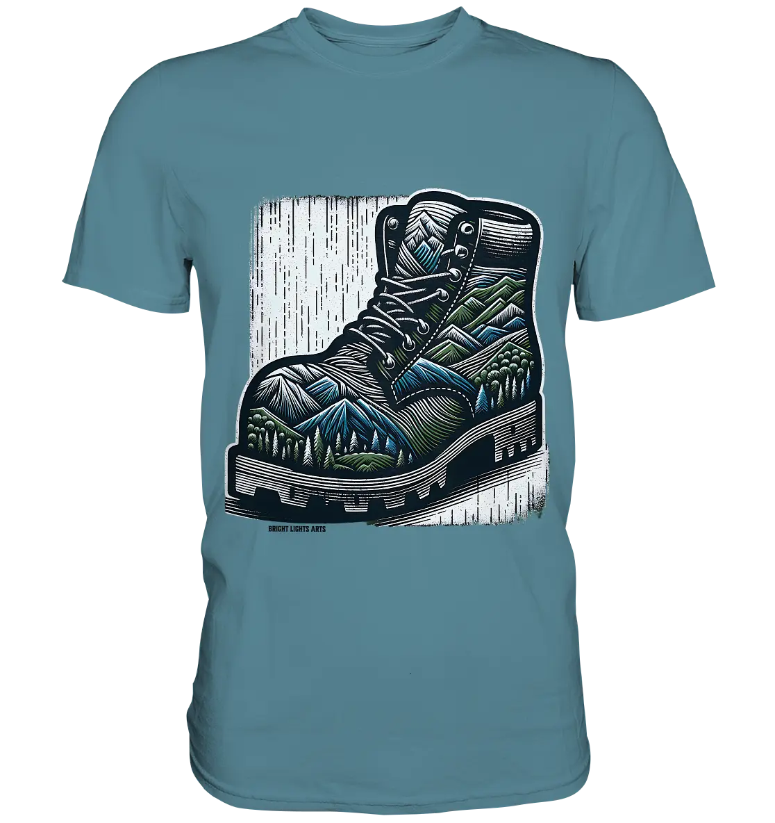 Mountain Steps Boot – Abenteuerliches Wanderschuh-Design voller Naturinspiration - Premium Shirt Bright Lights Arts