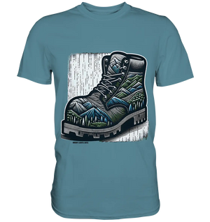 Mountain Steps Boot – Abenteuerliches Wanderschuh-Design voller Naturinspiration - Premium Shirt Bright Lights Arts