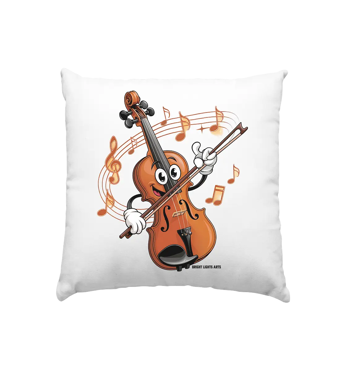 Musikalischer Spaß – Cartoon-Geige mit fröhlicher Ausstrahlung - Kissen 40x40cm Bright Lights Arts