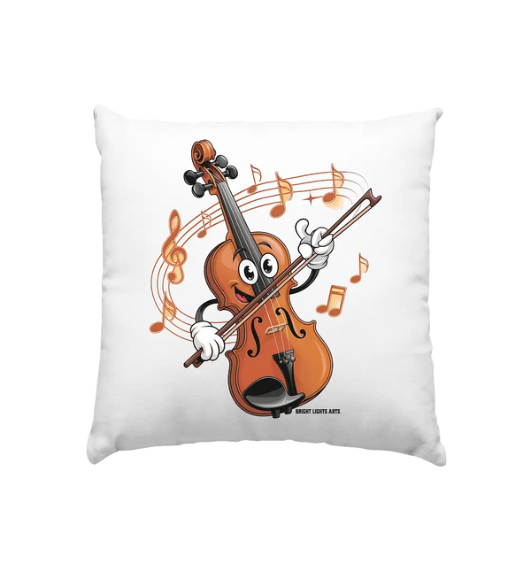 Musikalischer Spaß – Cartoon-Geige mit fröhlicher Ausstrahlung - Kissen 40x40cm Bright Lights Arts