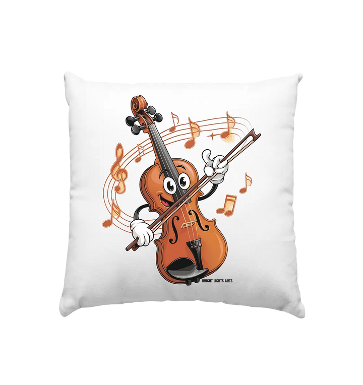 Musikalischer Spaß – Cartoon-Geige mit fröhlicher Ausstrahlung - Kissen 40x40cm Bright Lights Arts